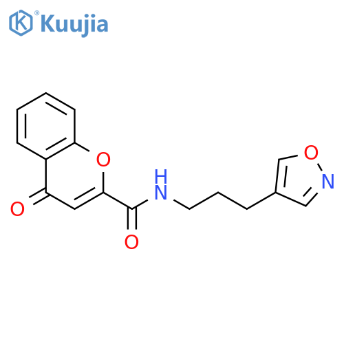 N-[3-(1,2-oxazol-4-yl)propyl]-4-oxochromene-2-carboxamide structure