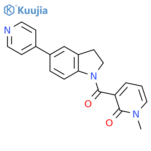1-methyl-3-5-(pyridin-4-yl)-2,3-dihydro-1H-indole-1-carbonyl-1,2-dihydropyridin-2-one structure