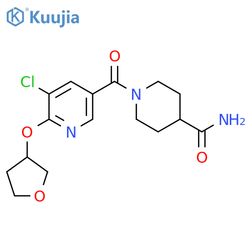 1-(5-Chloro-6-((tetrahydrofuran-3-yl)oxy)nicotinoyl)piperidine-4-carboxamide structure