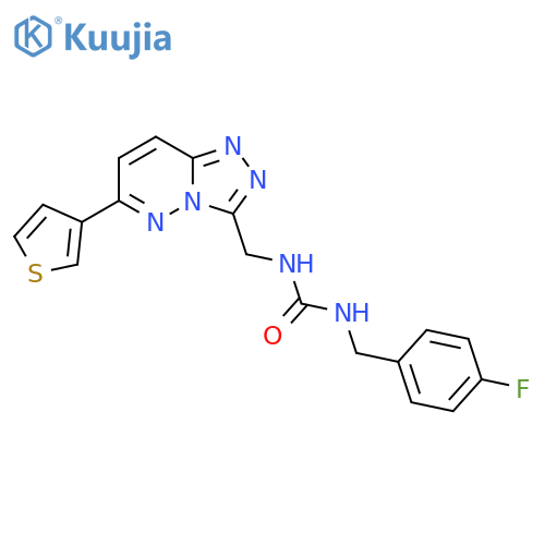 1-(4-fluorophenyl)methyl-3-{6-(thiophen-3-yl)-1,2,4triazolo4,3-bpyridazin-3-ylmethyl}urea structure