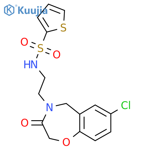 N-2-(7-chloro-3-oxo-2,3,4,5-tetrahydro-1,4-benzoxazepin-4-yl)ethylthiophene-2-sulfonamide structure