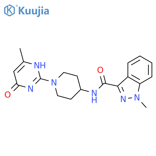1-methyl-N-[1-(4-methyl-6-oxo-1,6-dihydropyrimidin-2-yl)piperidin-4-yl]-1H-indazole-3-carboxamide structure