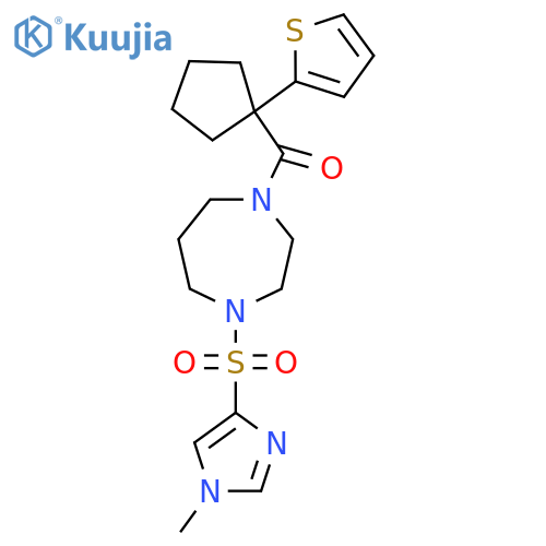 1-(1-methyl-1H-imidazol-4-yl)sulfonyl-4-1-(thiophen-2-yl)cyclopentanecarbonyl-1,4-diazepane structure