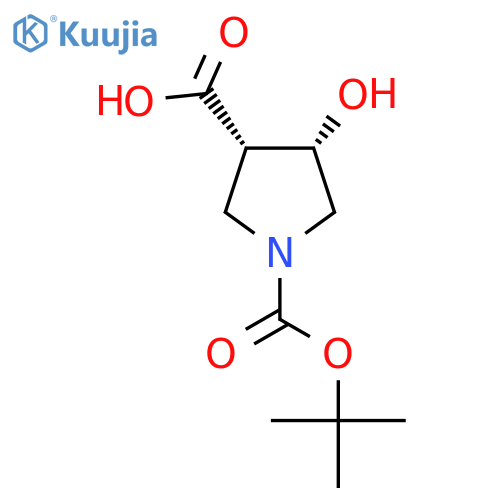 cis-1-[(tert-butoxy)carbonyl]-4-hydroxypyrrolidine-3-carboxylic acid structure
