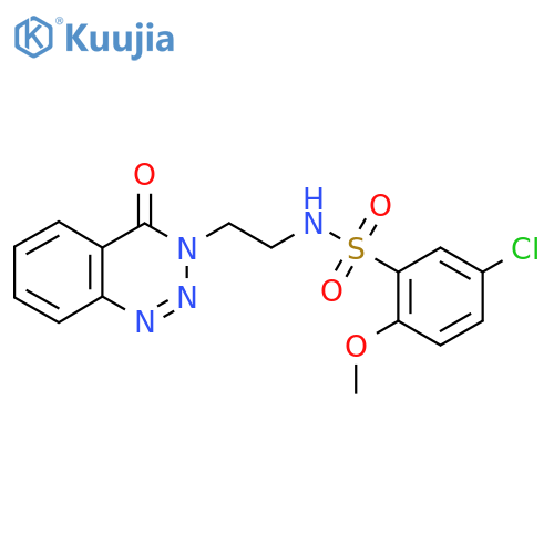 5-chloro-2-methoxy-N-2-(4-oxo-3,4-dihydro-1,2,3-benzotriazin-3-yl)ethylbenzene-1-sulfonamide structure