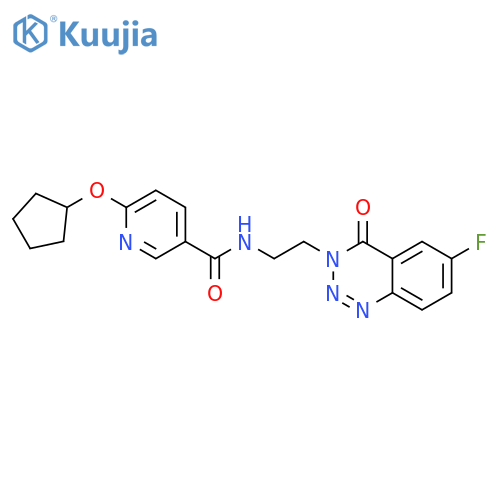 6-(cyclopentyloxy)-N-2-(6-fluoro-4-oxo-3,4-dihydro-1,2,3-benzotriazin-3-yl)ethylpyridine-3-carboxamide structure