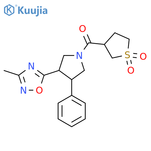 3-3-(3-methyl-1,2,4-oxadiazol-5-yl)-4-phenylpyrrolidine-1-carbonyl-1lambda6-thiolane-1,1-dione structure