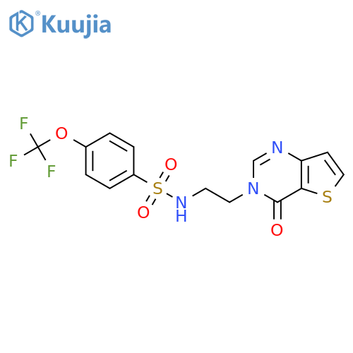 N-(2-{4-oxo-3H,4H-thieno3,2-dpyrimidin-3-yl}ethyl)-4-(trifluoromethoxy)benzene-1-sulfonamide structure