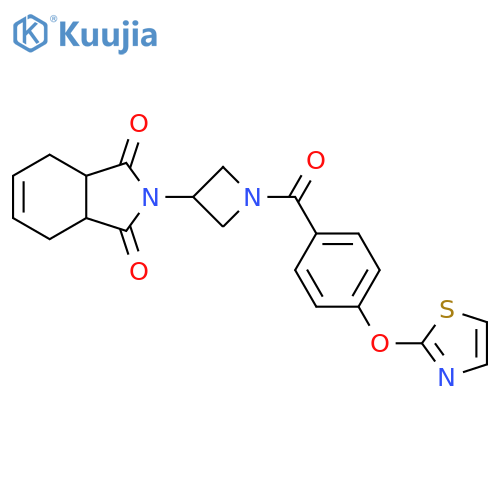 2-(1-(4-(thiazol-2-yloxy)benzoyl)azetidin-3-yl)-3a,4,7,7a-tetrahydro-1H-isoindole-1,3(2H)-dione structure