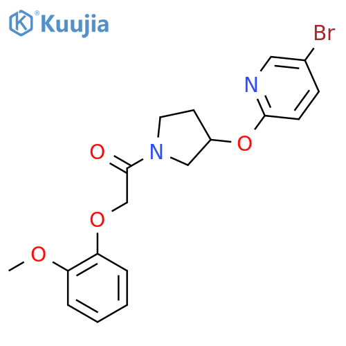 1-(3-((5-Bromopyridin-2-yl)oxy)pyrrolidin-1-yl)-2-(2-methoxyphenoxy)ethanone structure