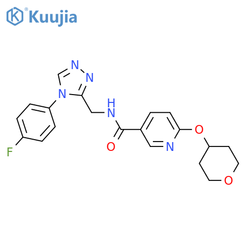 N-[[4-(4-fluorophenyl)-1,2,4-triazol-3-yl]methyl]-6-(oxan-4-yloxy)pyridine-3-carboxamide structure