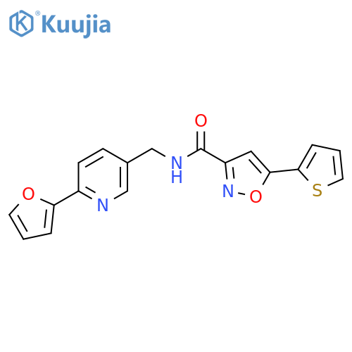N-{6-(furan-2-yl)pyridin-3-ylmethyl}-5-(thiophen-2-yl)-1,2-oxazole-3-carboxamide structure