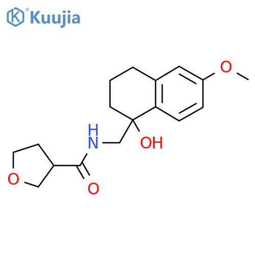 N-(1-hydroxy-6-methoxy-1,2,3,4-tetrahydronaphthalen-1-yl)methyloxolane-3-carboxamide structure