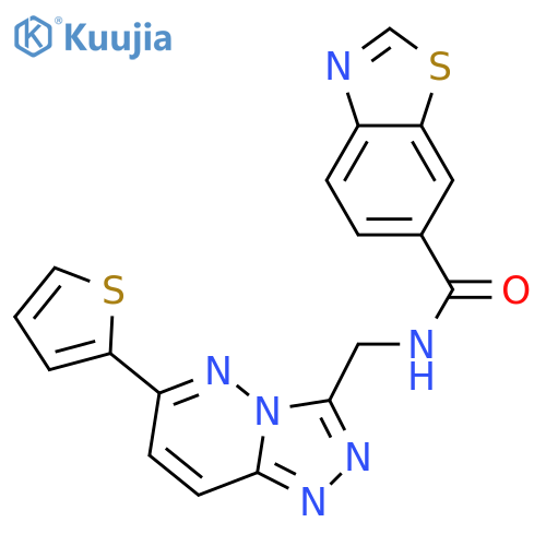 N-{[6-(thiophen-2-yl)-[1,2,4]triazolo[4,3-b]pyridazin-3-yl]methyl}-1,3-benzothiazole-6-carboxamide structure