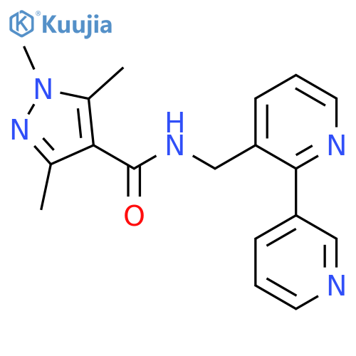 N-({2,3'-bipyridine-3-yl}methyl)-1,3,5-trimethyl-1H-pyrazole-4-carboxamide structure