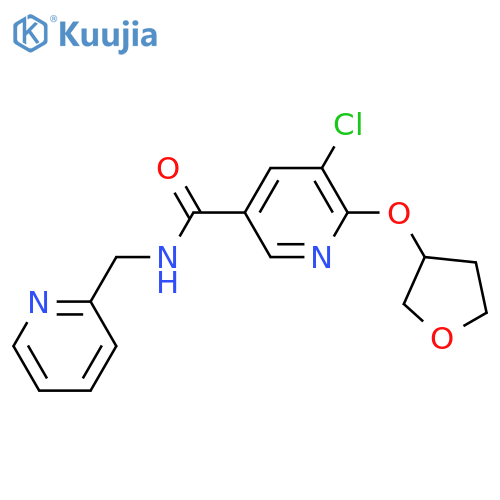 5-chloro-6-(oxolan-3-yloxy)-N-(pyridin-2-ylmethyl)pyridine-3-carboxamide structure