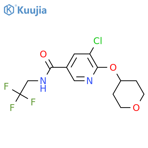 5-chloro-6-(oxan-4-yloxy)-N-(2,2,2-trifluoroethyl)pyridine-3-carboxamide structure