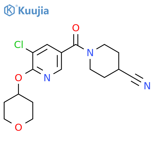 1-(5-chloro-6-((tetrahydro-2H-pyran-4-yl)oxy)nicotinoyl)piperidine-4-carbonitrile structure