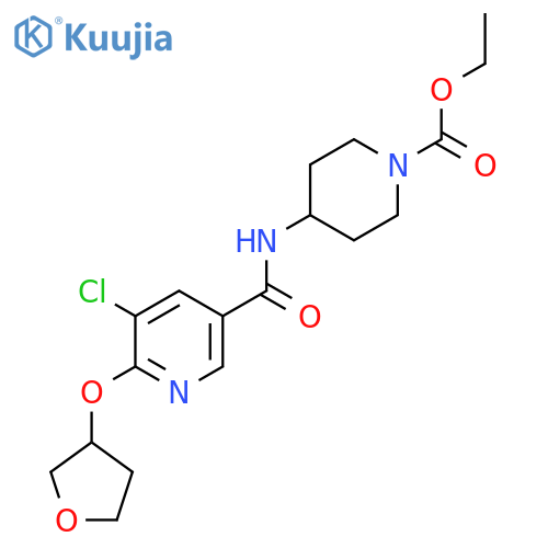 Ethyl 4-(5-chloro-6-((tetrahydrofuran-3-yl)oxy)nicotinamido)piperidine-1-carboxylate structure