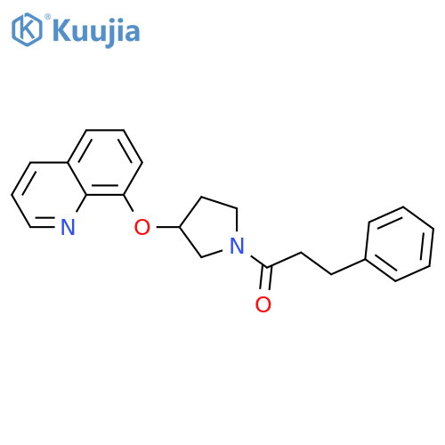 3-phenyl-1-(3-quinolin-8-yloxypyrrolidin-1-yl)propan-1-one structure