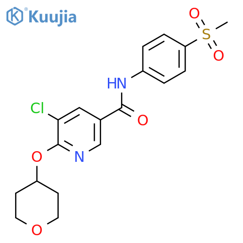 5-chloro-N-(4-(methylsulfonyl)phenyl)-6-((tetrahydro-2H-pyran-4-yl)oxy)nicotinamide structure