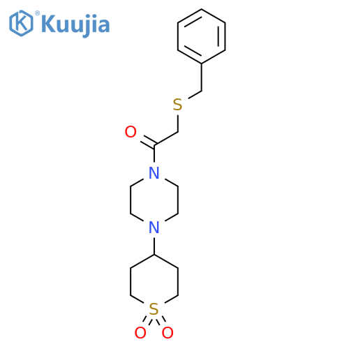 4-{4-2-(benzylsulfanyl)acetylpiperazin-1-yl}-1lambda6-thiane-1,1-dione structure