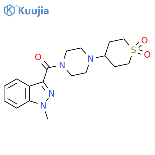 4-4-(1-methyl-1H-indazole-3-carbonyl)piperazin-1-yl-1lambda6-thiane-1,1-dione structure