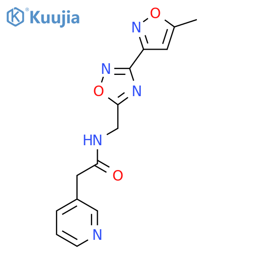 N-{[3-(5-methyl-1,2-oxazol-3-yl)-1,2,4-oxadiazol-5-yl]methyl}-2-(pyridin-3-yl)acetamide structure