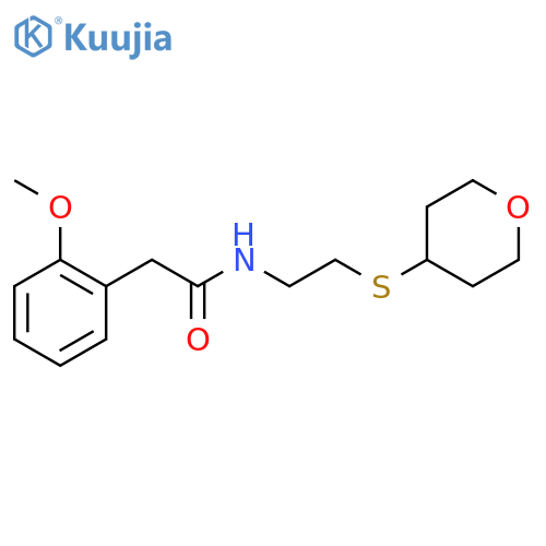 2-(2-methoxyphenyl)-N-[2-(oxan-4-ylsulfanyl)ethyl]acetamide structure