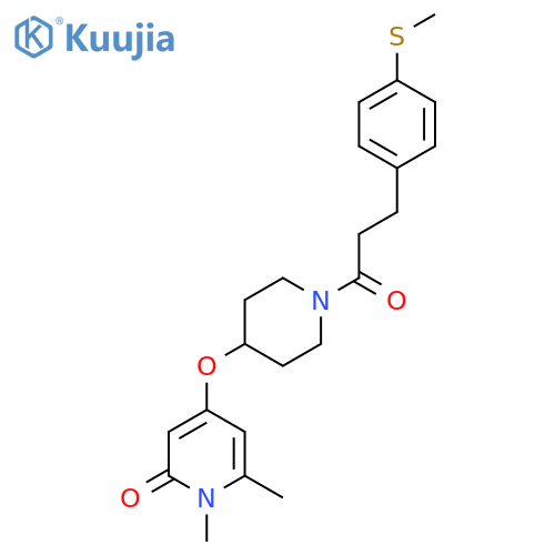 1,6-dimethyl-4-((1-(3-(4-(methylthio)phenyl)propanoyl)piperidin-4-yl)oxy)pyridin-2(1H)-one structure