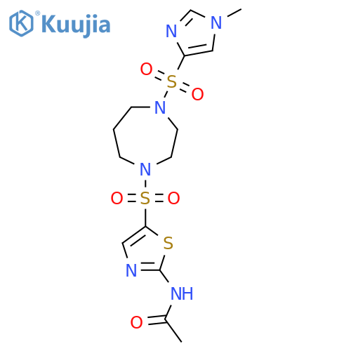 N-5-({4-(1-methyl-1H-imidazol-4-yl)sulfonyl-1,4-diazepan-1-yl}sulfonyl)-1,3-thiazol-2-ylacetamide structure
