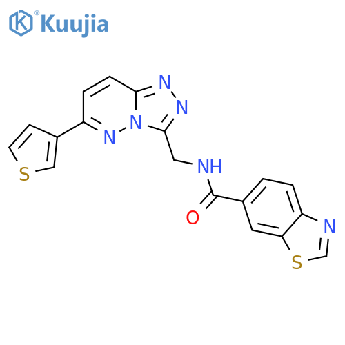 N-{6-(thiophen-3-yl)-1,2,4triazolo4,3-bpyridazin-3-ylmethyl}-1,3-benzothiazole-6-carboxamide structure