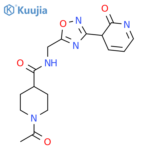 1-acetyl-N-{3-(2-oxo-1,2-dihydropyridin-3-yl)-1,2,4-oxadiazol-5-ylmethyl}piperidine-4-carboxamide structure