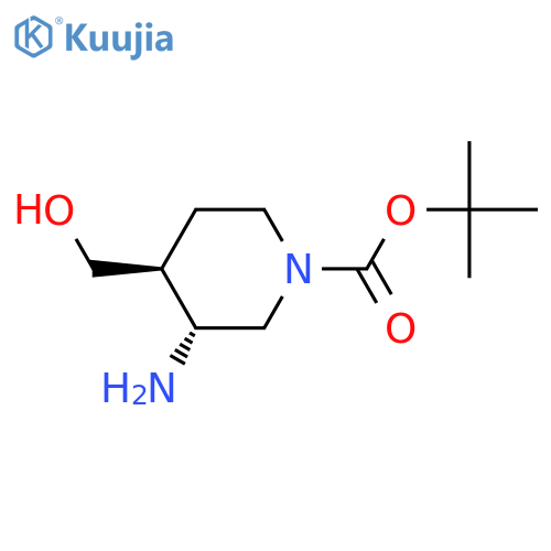 tert-butyl trans-3-amino-4-(hydroxymethyl)piperidine-1-carboxylate structure
