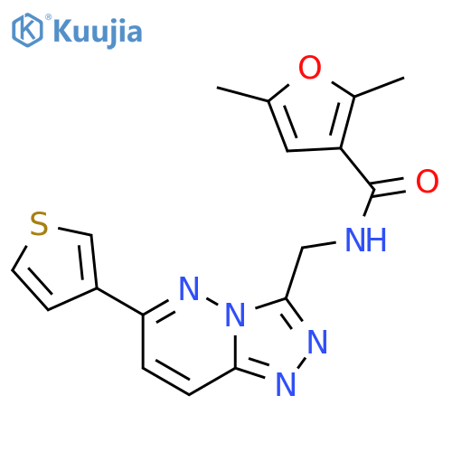 2,5-dimethyl-N-{[6-(thiophen-3-yl)-[1,2,4]triazolo[4,3-b]pyridazin-3-yl]methyl}furan-3-carboxamide structure