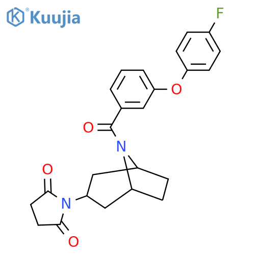 1-((1R,5S)-8-(3-(4-fluorophenoxy)benzoyl)-8-azabicyclo[3.2.1]octan-3-yl)pyrrolidine-2,5-dione structure