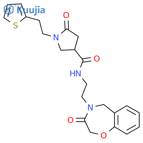 5-oxo-N-2-(3-oxo-2,3,4,5-tetrahydro-1,4-benzoxazepin-4-yl)ethyl-1-2-(thiophen-2-yl)ethylpyrrolidine-3-carboxamide structure