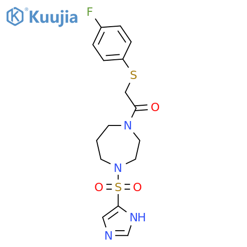 2-(4-fluorophenyl)sulfanyl-1-4-(1H-imidazole-4-sulfonyl)-1,4-diazepan-1-ylethan-1-one structure