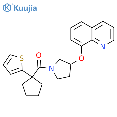 (3-(Quinolin-8-yloxy)pyrrolidin-1-yl)(1-(thiophen-2-yl)cyclopentyl)methanone structure