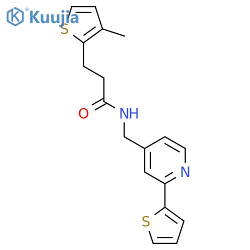 3-(3-methylthiophen-2-yl)-N-{2-(thiophen-2-yl)pyridin-4-ylmethyl}propanamide structure