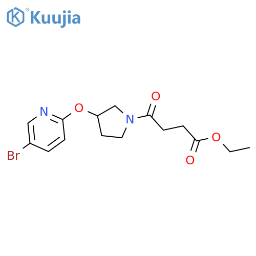 Ethyl 4-(3-((5-bromopyridin-2-yl)oxy)pyrrolidin-1-yl)-4-oxobutanoate structure