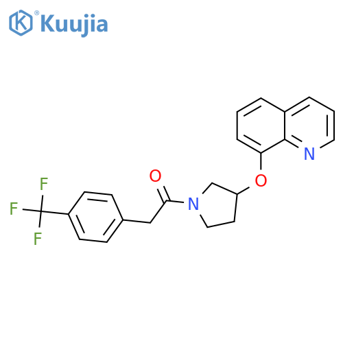 1-(3-(Quinolin-8-yloxy)pyrrolidin-1-yl)-2-(4-(trifluoromethyl)phenyl)ethanone structure