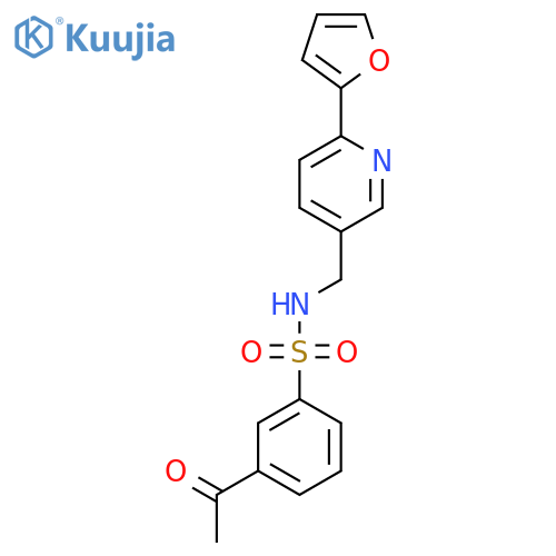3-acetyl-N-{6-(furan-2-yl)pyridin-3-ylmethyl}benzene-1-sulfonamide structure