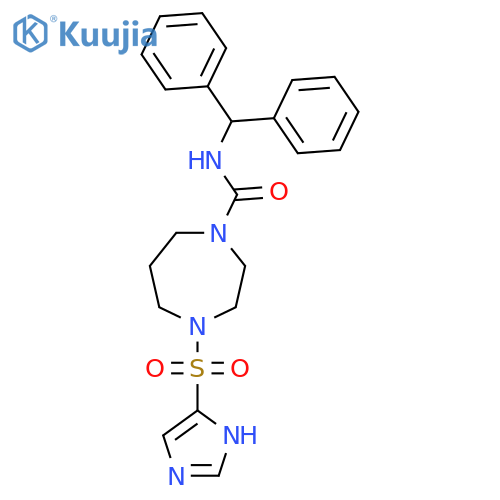 N-(diphenylmethyl)-4-(1H-imidazole-4-sulfonyl)-1,4-diazepane-1-carboxamide structure