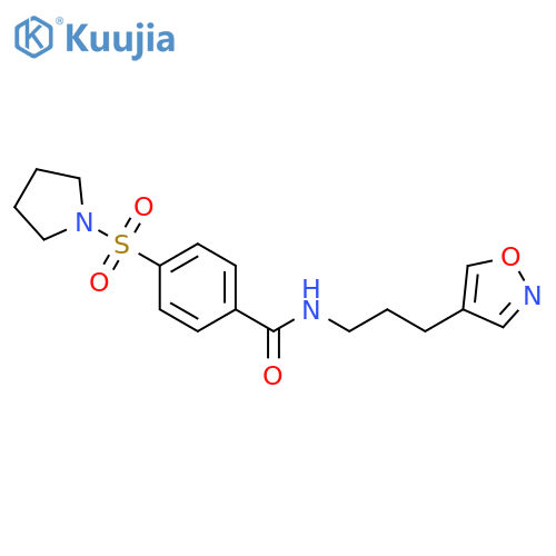 N-[3-(1,2-oxazol-4-yl)propyl]-4-pyrrolidin-1-ylsulfonylbenzamide structure