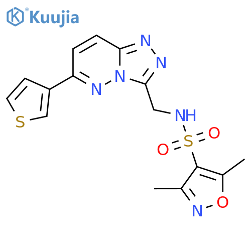 3,5-dimethyl-N-{6-(thiophen-3-yl)-1,2,4triazolo4,3-bpyridazin-3-ylmethyl}-1,2-oxazole-4-sulfonamide structure