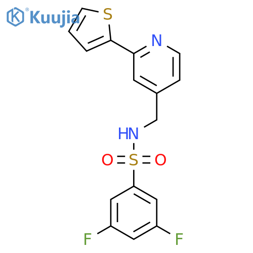 3,5-difluoro-N-{2-(thiophen-2-yl)pyridin-4-ylmethyl}benzene-1-sulfonamide structure