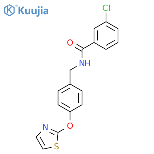 3-chloro-N-(4-(thiazol-2-yloxy)benzyl)benzamide structure