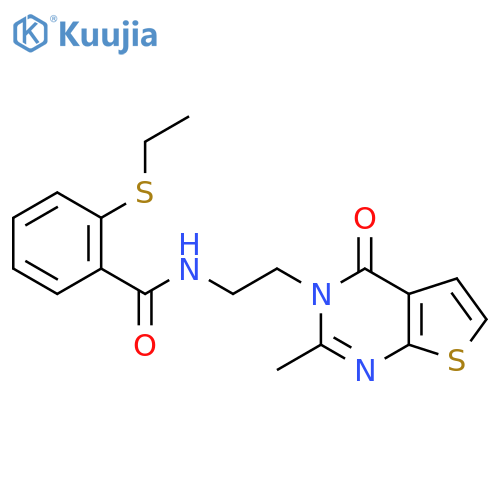 2-(ethylsulfanyl)-N-(2-{2-methyl-4-oxo-3H,4H-thieno2,3-dpyrimidin-3-yl}ethyl)benzamide structure