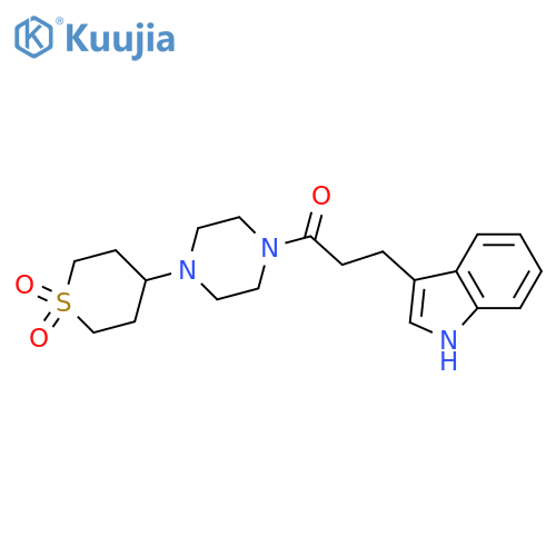 4-{4-[3-(1H-indol-3-yl)propanoyl]piperazin-1-yl}-1lambda6-thiane-1,1-dione structure